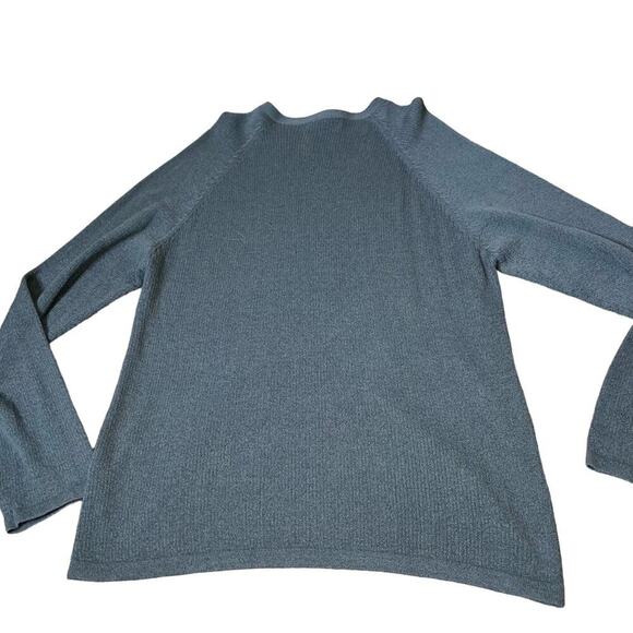 Kenneth Cole top sweater V-neck gray stretch long sleeve ribbed LG Nylon/wool - Picture 4 of 8
